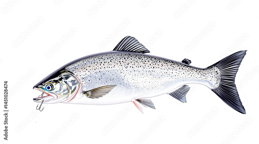 Naklejka premium detailed of a salmon against a white background
