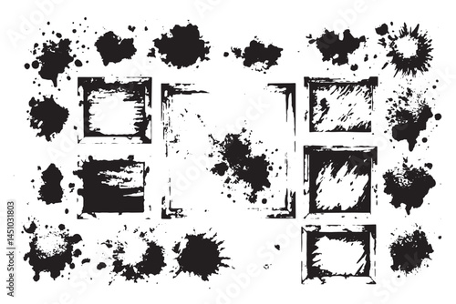 paint brush stroke and ink splatter, perfect for graphic designs Abstract splashes and colorful artistic brush work