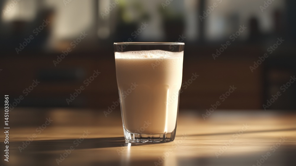 Protein Shake in Clear Glass with Frothy Top Protein Shake in Clear Glass with Frothy Top