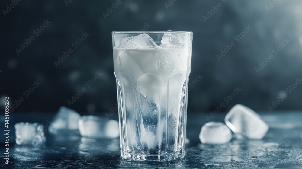 Protein Shake in Tall Glass with Ice Cubes Protein Shake in Tall Glass with Ice Cubes