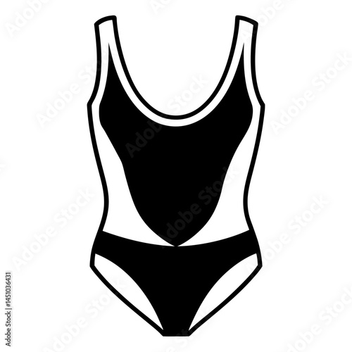 Minimal Swimsuit Vector on WhiteMinimal Leotard Vector on White