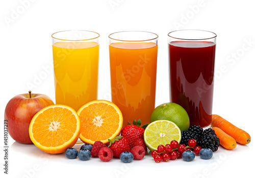 Colorful Fresh Fruit Juice Healthy Drink Variety Selection