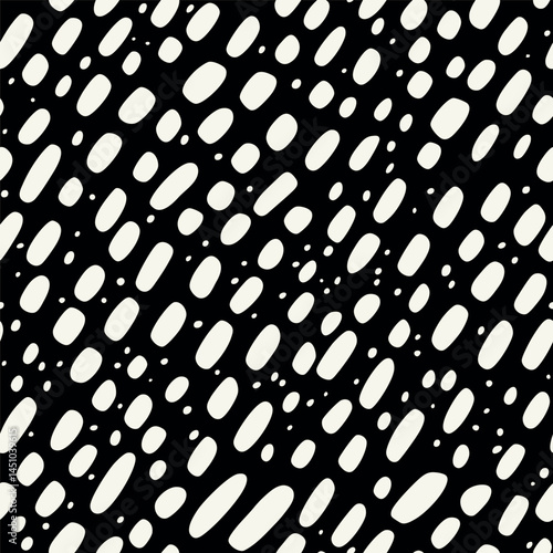 Vector seamless pattern. Abstract spotty texture. Natural monochrome design. Creative background with rounded spots. Decorative organic swatch.	