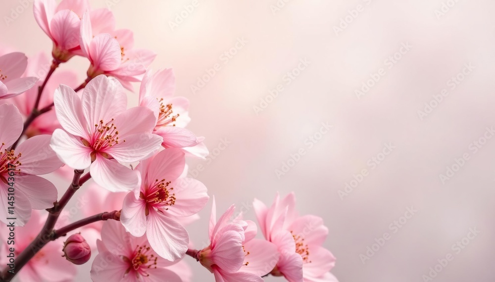 Obraz premium Delicate, repeating blossoms on a light background, wallpaper, floral pattern