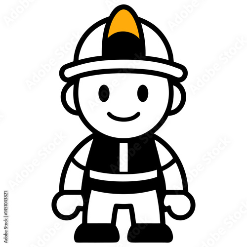 Firefighter Emblem: a bold graphic of a smiling firefighter, embodying heroism and the spirit of service, ready to protect and serve.