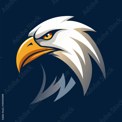 Majestic Eagle Head: A stunning graphic rendering of an eagle's head, showcasing its sharp beak and piercing gaze against a deep background, evoking a sense of strength and freedom.