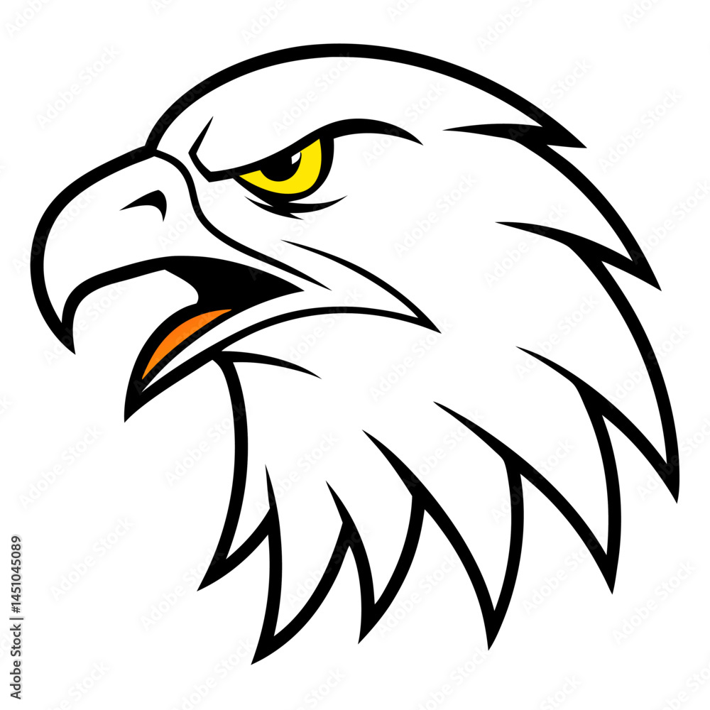 Fototapeta premium Majestic Eagle Profile: A bold and striking illustration of an eagle's head, rendered with sharp lines and a commanding presence, it symbolizes strength and freedom.