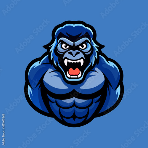 Intense Gorilla: A powerful illustration of a gorilla, exuding strength and dominance with its fierce expression, a true symbol of raw power.