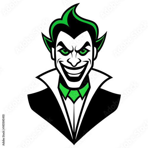 The Comic Villain: A menacing caricature of a comic villain, rendered in bold strokes and vibrant color, evokes a sense of eerie suspense and playful evil.