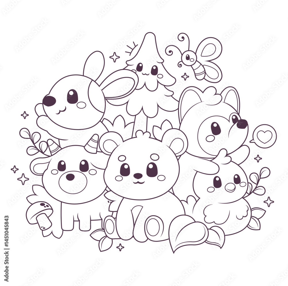 Obraz premium Hand drawn coloring book illustration