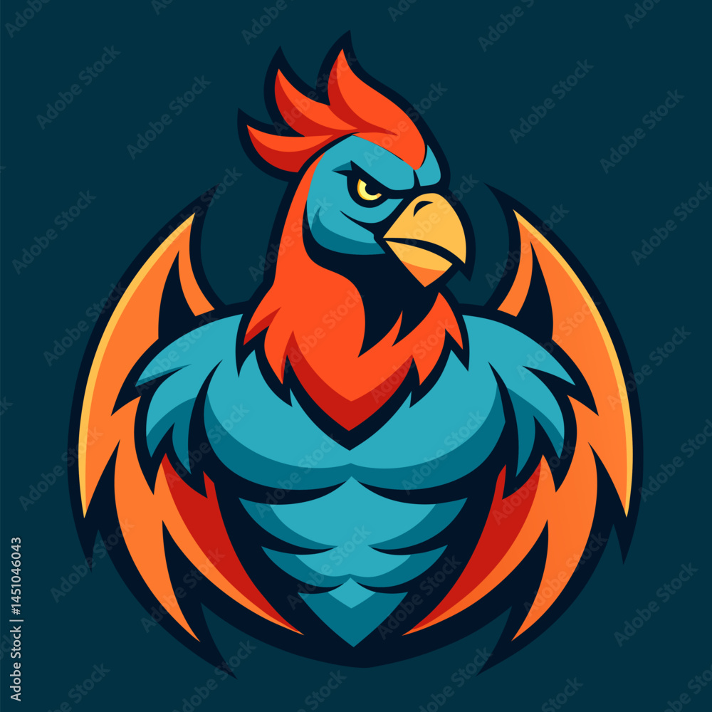 Fototapeta premium Majestic Bird of Valor: An eye-catching illustration of a powerful bird, symbolizing strength and resilience, its vibrant feathers and bold stance capturing a sense of courage and determination.