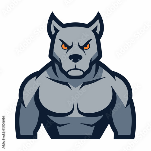 Fierce canine illustration: A powerful and imposing canine depicted in an illustrated style. With intense gaze and muscular physique, this image perfectly encapsulates strength and determination.