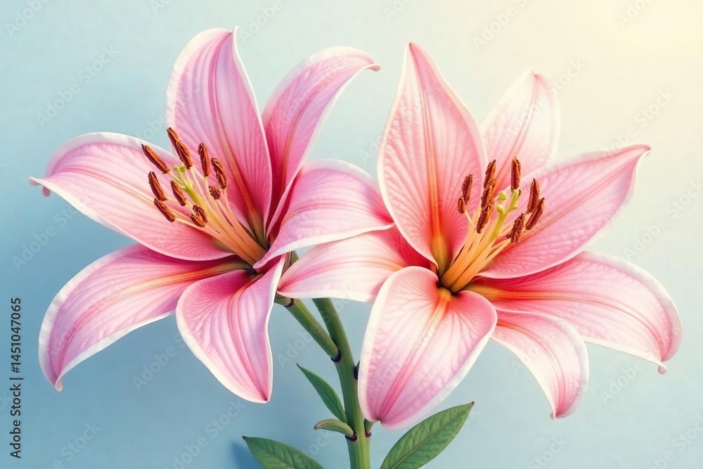 Fototapeta premium Delicate watercolor lilies, soft pastel shades, overlapping blooms , light, elegant, repeat