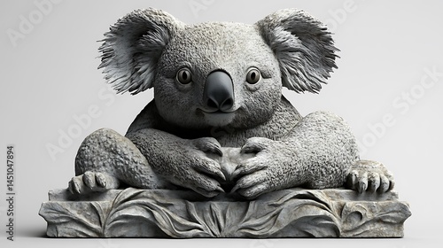 Stone Koala Statue Detailed Rendering Beautiful Sculpture Ornamental Animal High Resolution Photo