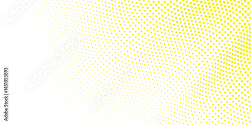 Abstract halftone background with wavy surface made of yellow dots on white modern dots background modern