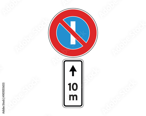 No Standing Road Sign for Odd Days with 10-Meter Restriction – High Quality Vectorial Stock Image