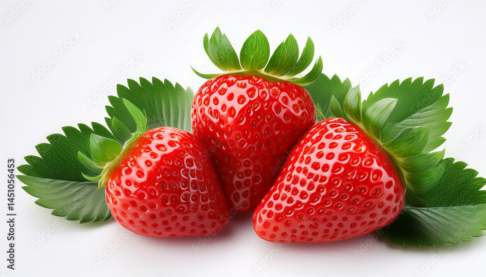 fresh red strawberry with green leaves on white background vibrant and juicy fresh red strawberry with green leaves on white background vibrant and juicy
