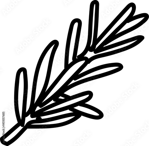 Simple Herb Branch Drawing