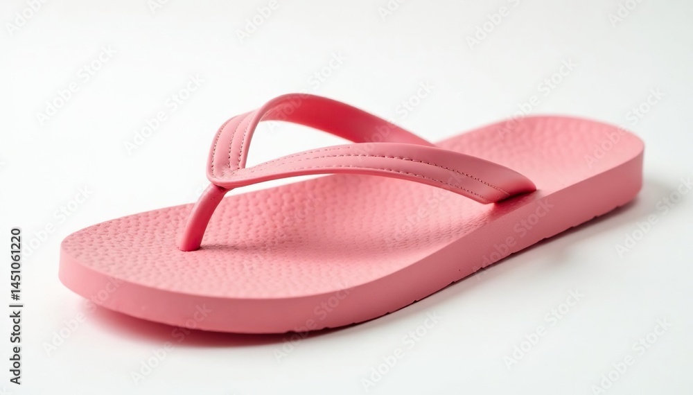 Single flip-flop, white background, close-up view, fashion, relaxation, ocean Single flip-flop, white background, close-up view, fashion, relaxation, ocean