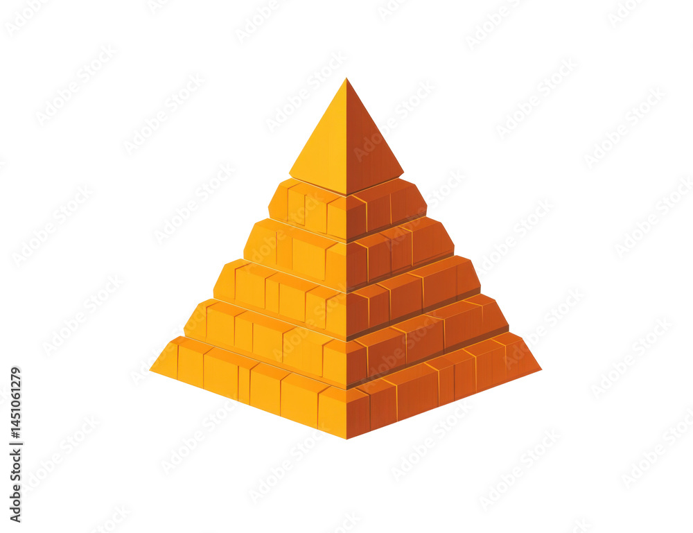 Isometric Pyramid Structure Geometric Pyramid made of cubes Yellow 3D render Isometric Pyramid Structure Geometric Pyramid made of cubes Yellow 3D render