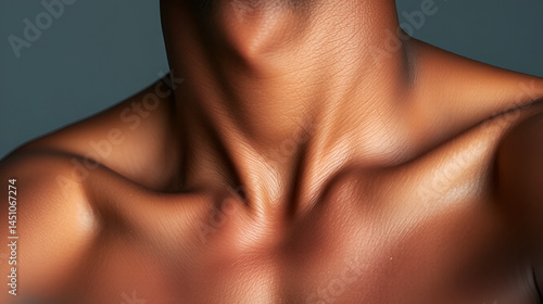 Wallpaper Mural Collarbones. Detailed texture of human skin. Close up shot of young african-american male body. Skincare, bodycare, healthcare, hygiene and medicine concept. Looks beauty and well-kept. Dermatology. Torontodigital.ca