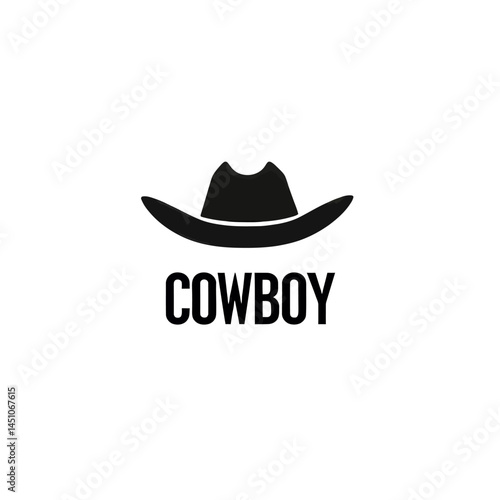 The design template for a cowboy hat logo comes in a simple white and black color format