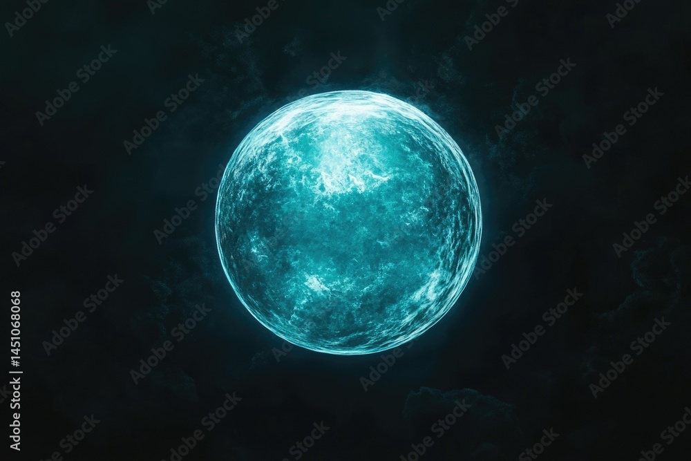 A glowing teal sphere floats in a dark, nebulous space, radiating an ethereal energy. A glowing teal sphere floats in a dark, nebulous space, radiating an ethereal energy.