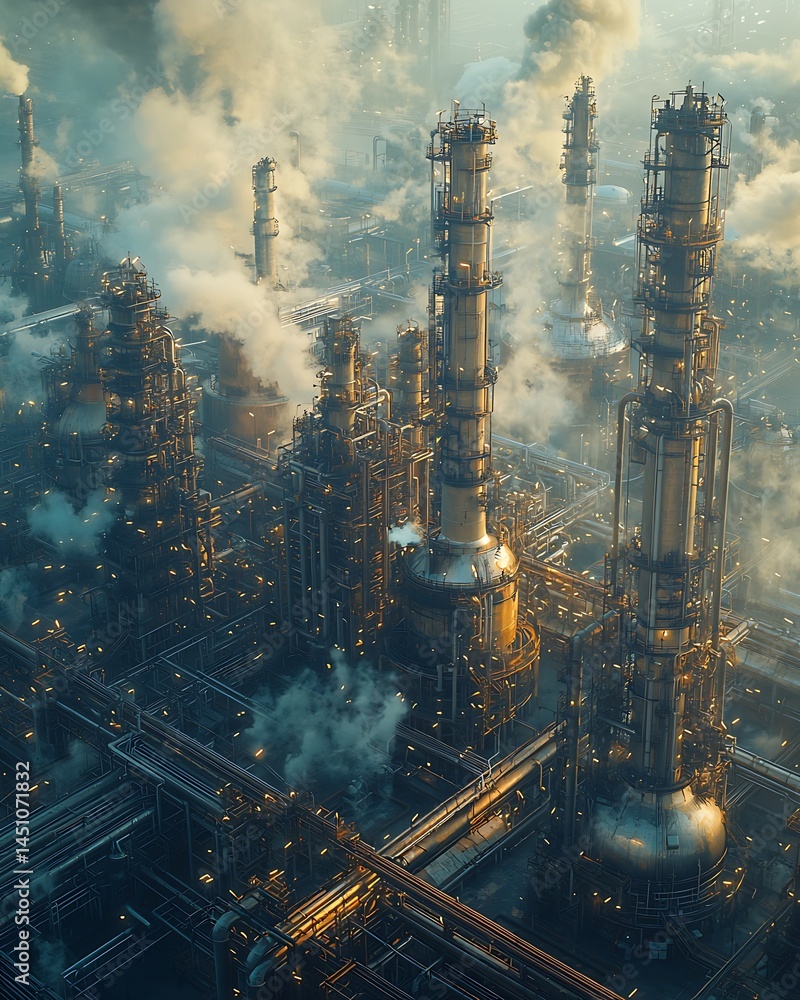 Fototapeta premium Modern chemical plant factory high resolution picture