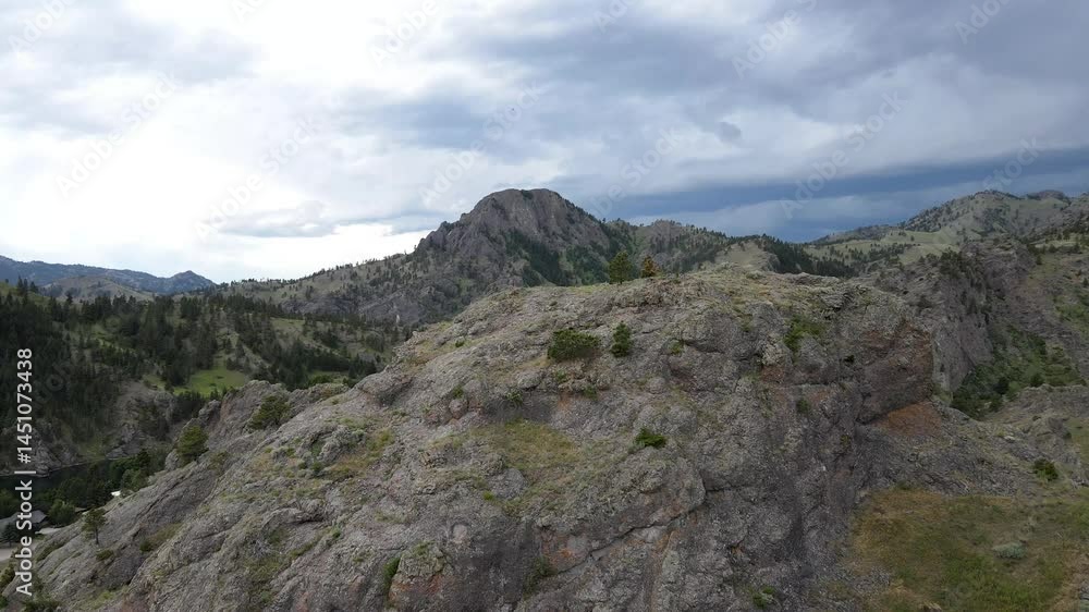 Drone Aerial camera flying along Montana in the Summer, Country Road Wilderness Drone Aerial camera flying along Montana in the Summer, Country Road Wilderness