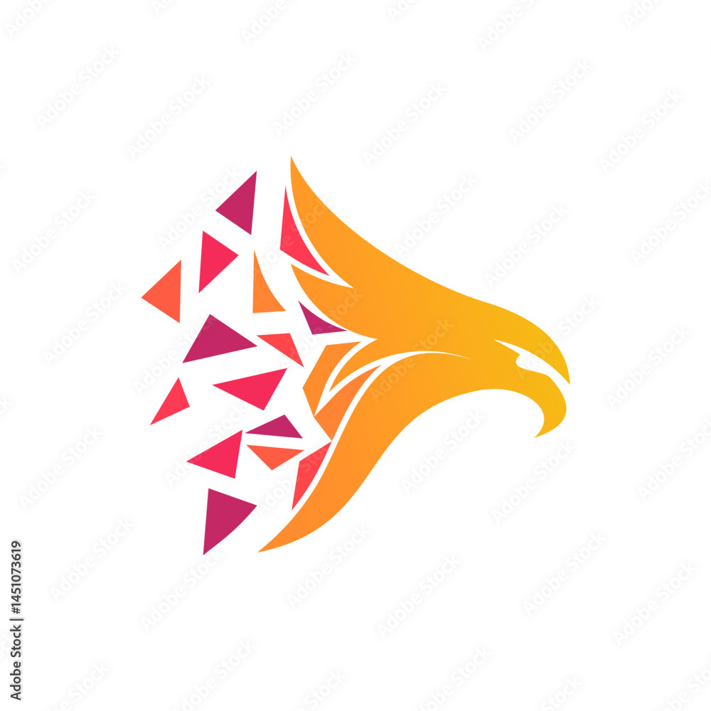 Obraz premium Creative Tech Symbol with Stylized Eagle and Fractal Triangles