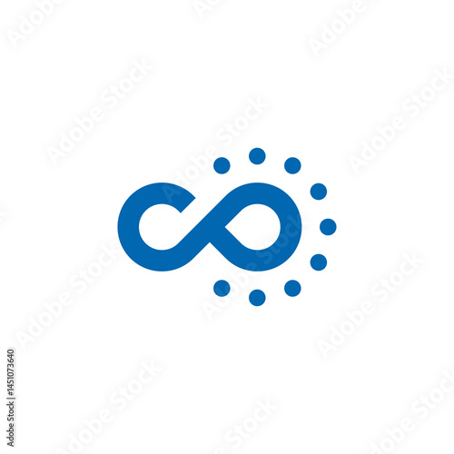 Modern Blue Infinity Symbol Logo with Expanding Dots