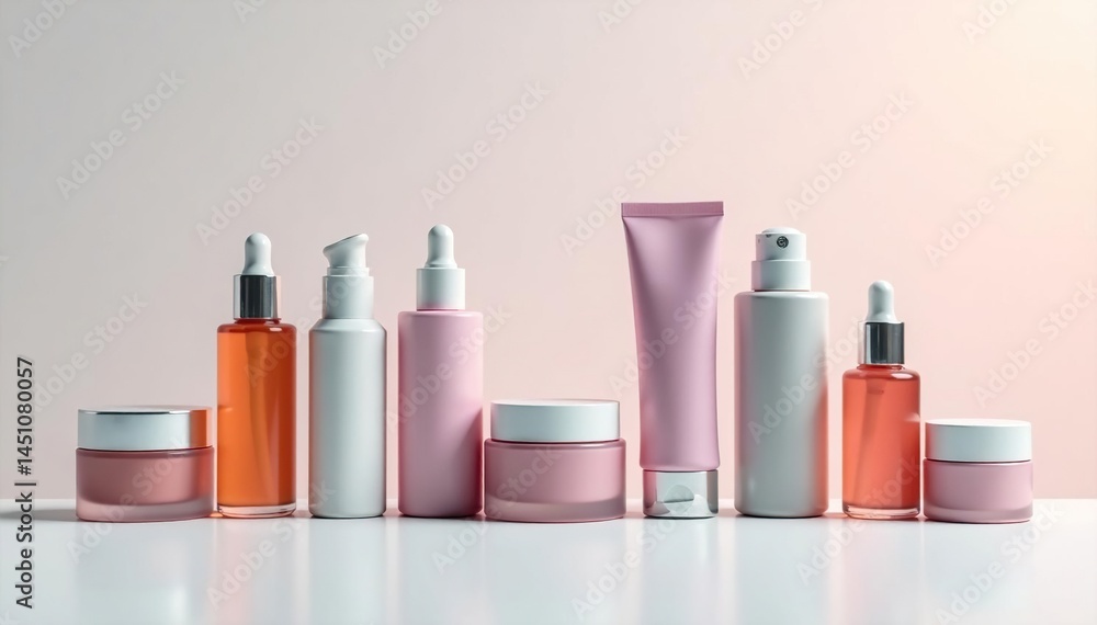 Various cosmetic containers on white backdrop , product shot, professional, eyeshadow Various cosmetic containers on white backdrop , product shot, professional, eyeshadow