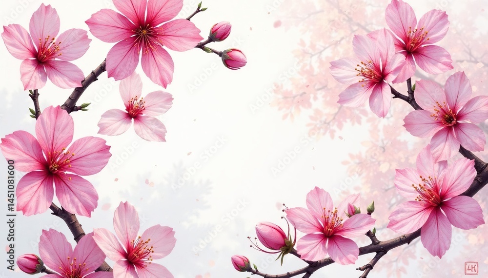 Intricate watercolor sakura pattern, soft pastel hues, texture, surface Intricate watercolor sakura pattern, soft pastel hues, texture, surface