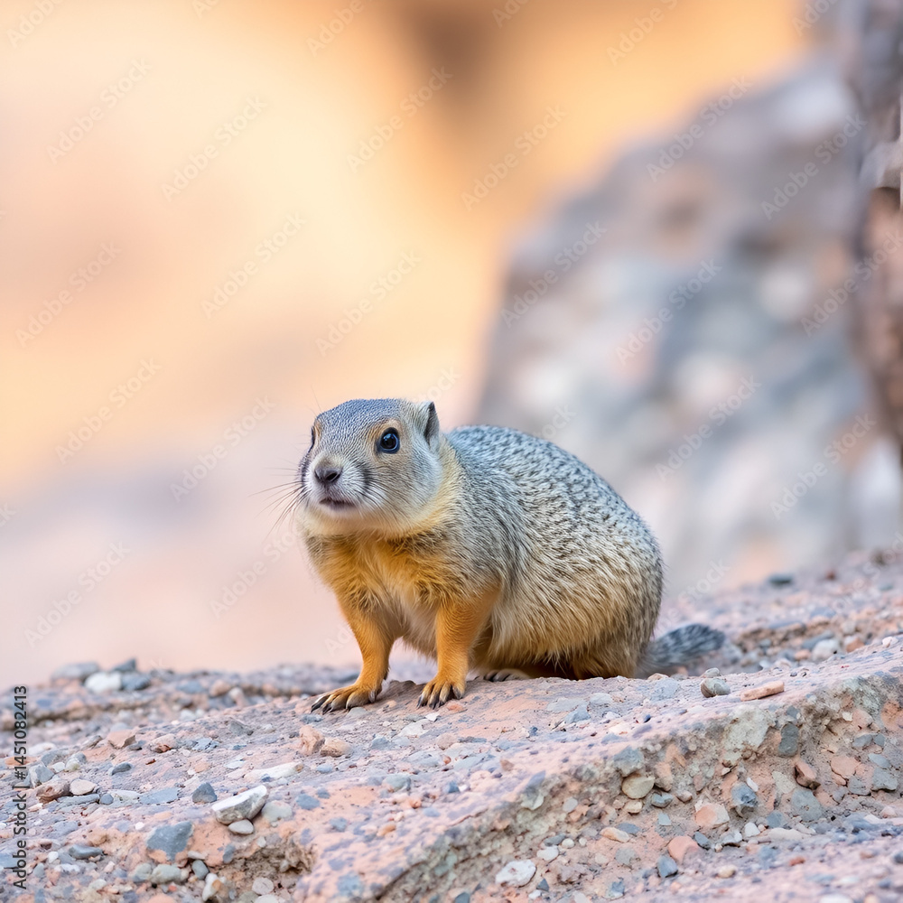 Naklejka premium Rock hyrax, dassie, Cape hyrax or rock rabbit (Procavia capensis) at Augrabies Falls National Park, Northern Cape. South Africa.