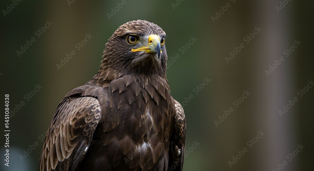 Portrait of brown eagle in forest Portrait of brown eagle in forest