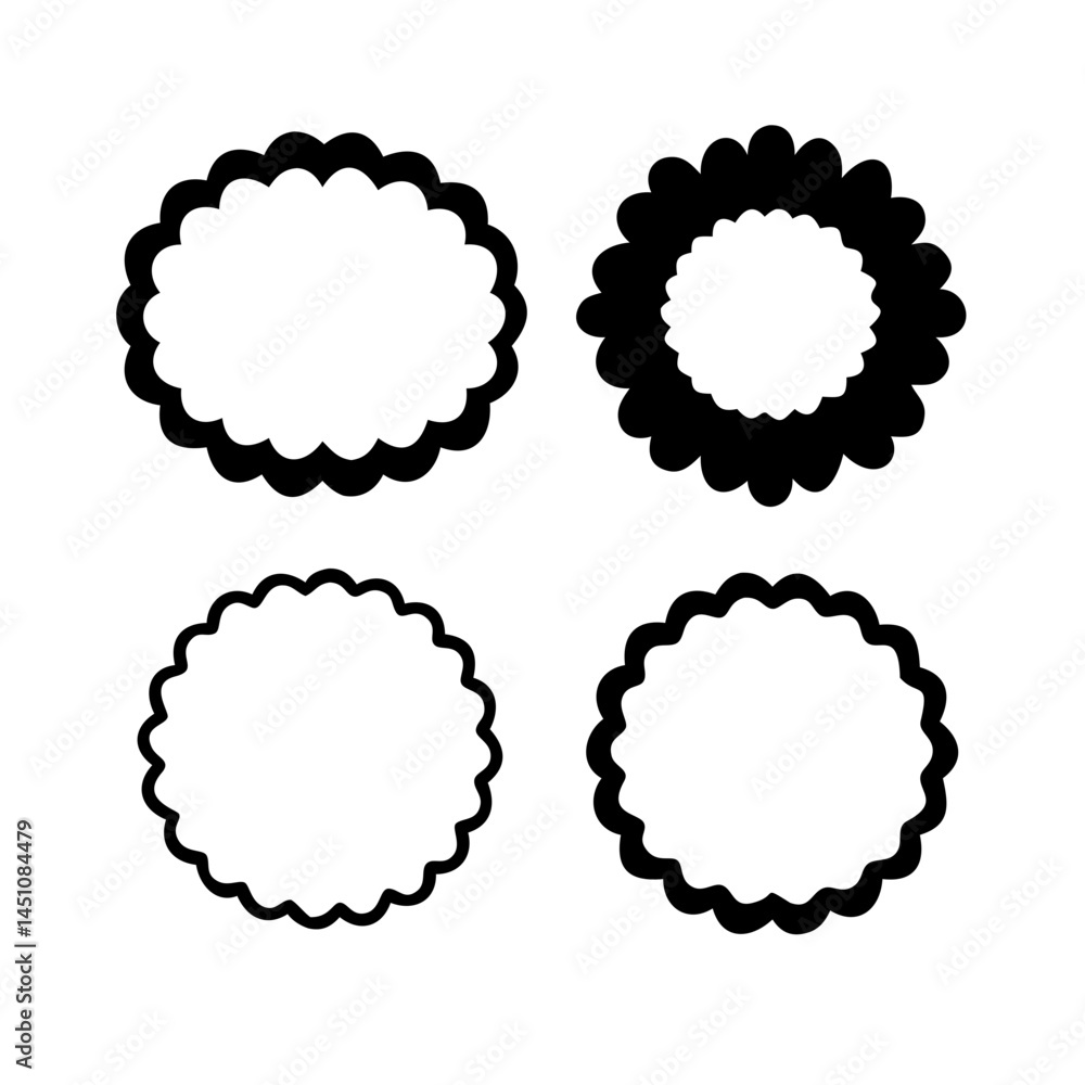 Zig zag wavy shape frames. Vector rectangular and round abstract clouds, flowers and text boxes. Scallop edge kids geometric stamps. Flat jagged oval shapes set. Groovy kids graphic wiggly backgrounds Zig zag wavy shape frames. Vector rectangular and round abstract clouds, flowers and text boxes. Scallop edge kids geometric stamps. Flat jagged oval shapes set. Groovy kids graphic wiggly backgrounds