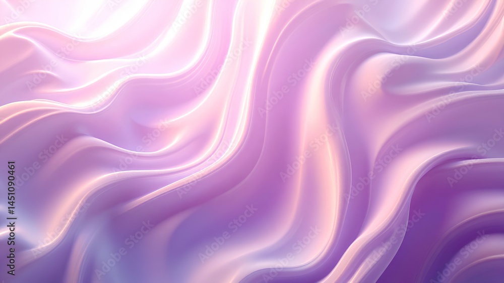 Obraz premium Abstract waves of soft, flowing pastel colors blend seamlessly, creating a smooth and dreamy texture in shades of pink, lavender, and light purple.