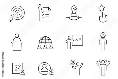 Expert line editable vector icon set. Icons related to competence, expertise, knowledge, skill, specialist, experience, advice etc. Vector illustration
