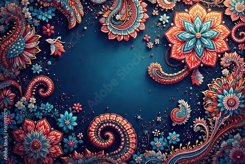 Intricate paisley pattern, flowing seamlessly across the frame , seamless, curve