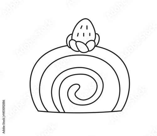 アナログなロールケーキのイラスト（線画）