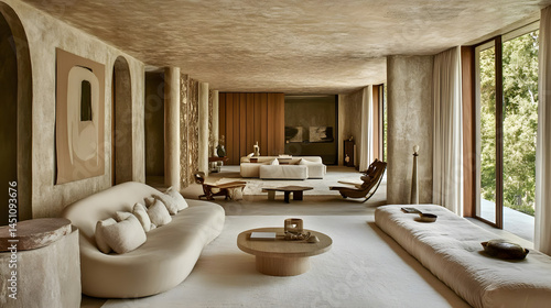 Neutral Tones Minimalist Living Room Design