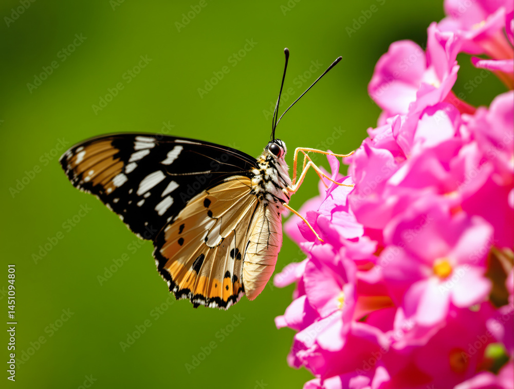 Obraz premium close-up of a butterfly on pink flowers