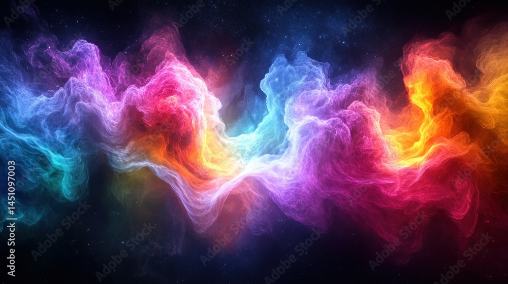 Obraz premium Colorful Nebula Flowing, Space Background, Abstract Art
