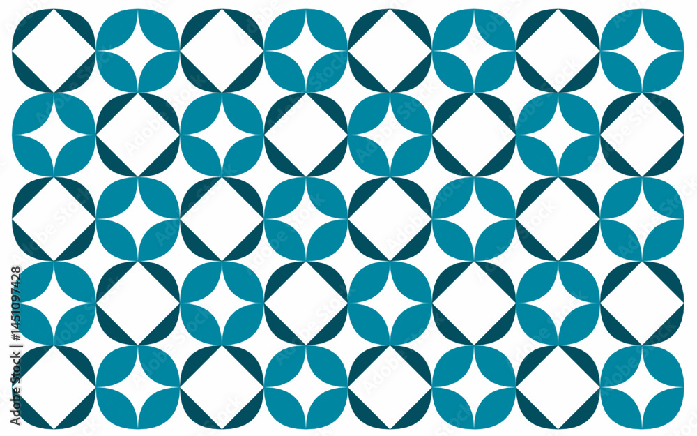 Fototapeta premium Design vector geometric pattern in vibrant blue. Ethnic graphic design. Background and wallpaper in ethnic style. Seamlees pattern with geometric flower. Floral background isolated on white background
