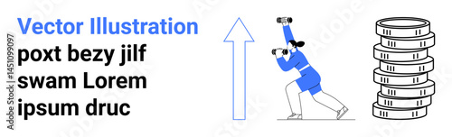 Woman holding binoculars peers ahead, emphasizing exploration and growth. Ideal for finance, success, investment, opportunity, planning, business strategy, simple landing page