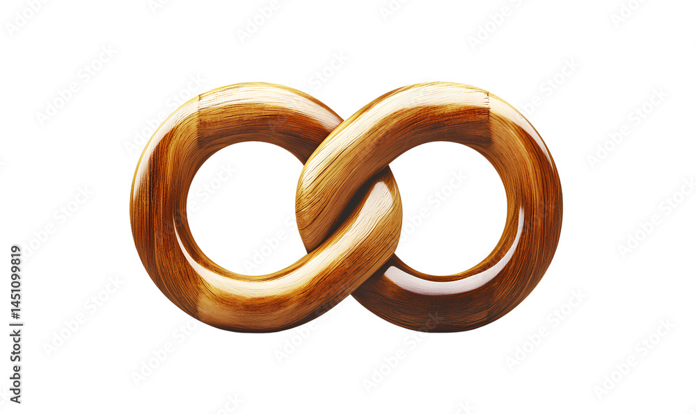 A simple clipart of an animated chain, a solid wooden link in the shape of two interlocking rings A simple clipart of an animated chain, a solid wooden link in the shape of two interlocking rings