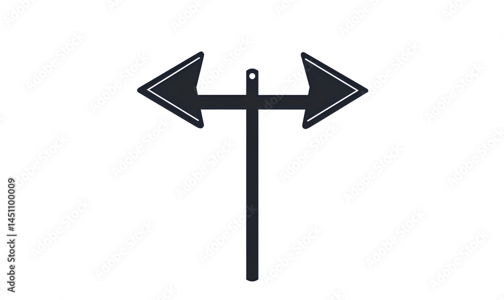 A simple icon of two road signs pointing in different directions, symbolizing the choice between working with AI or without it. The design should be clean and minimalistic A simple icon of two road signs pointing in different directions, symbolizing the choice between working with AI or without it. The design should be clean and minimalistic