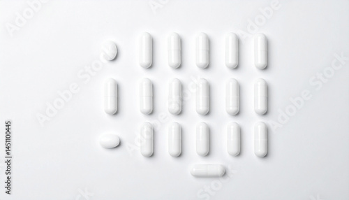 Obraz na płótnie Minimalist white pills layout in refined isometric pharmaceutical concept
w salonie