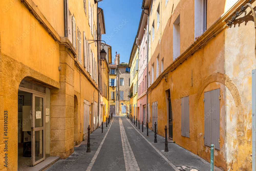 old houses in the living area of the old town in Aix en provence