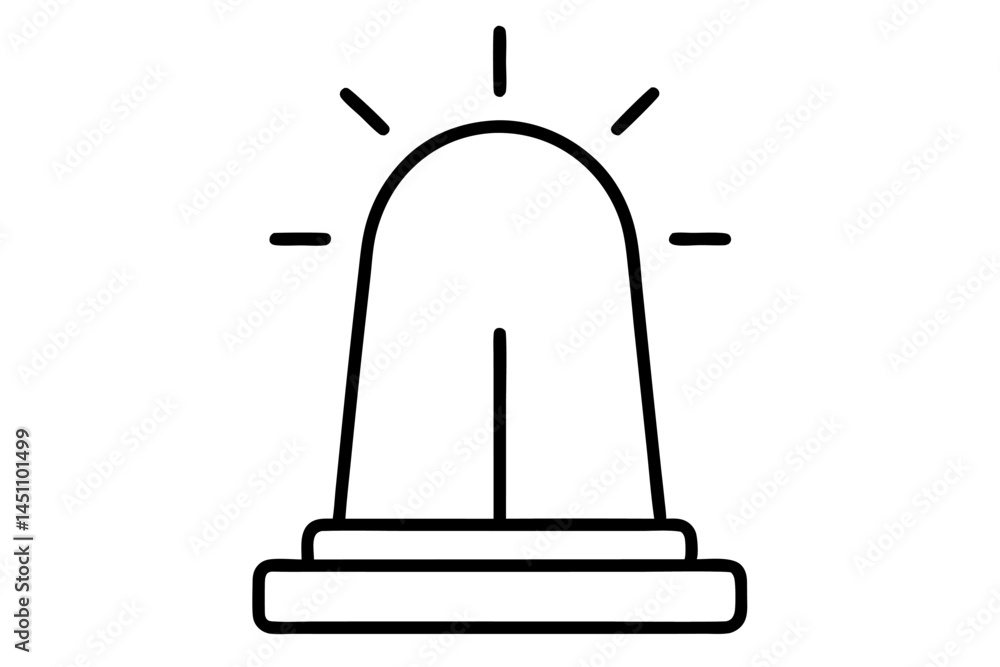 Fototapeta premium Emergency Siren Icon: A simple, stylized depiction of a flashing siren, evoking a sense of urgency and alarm, ideal for use in safety-related contexts.